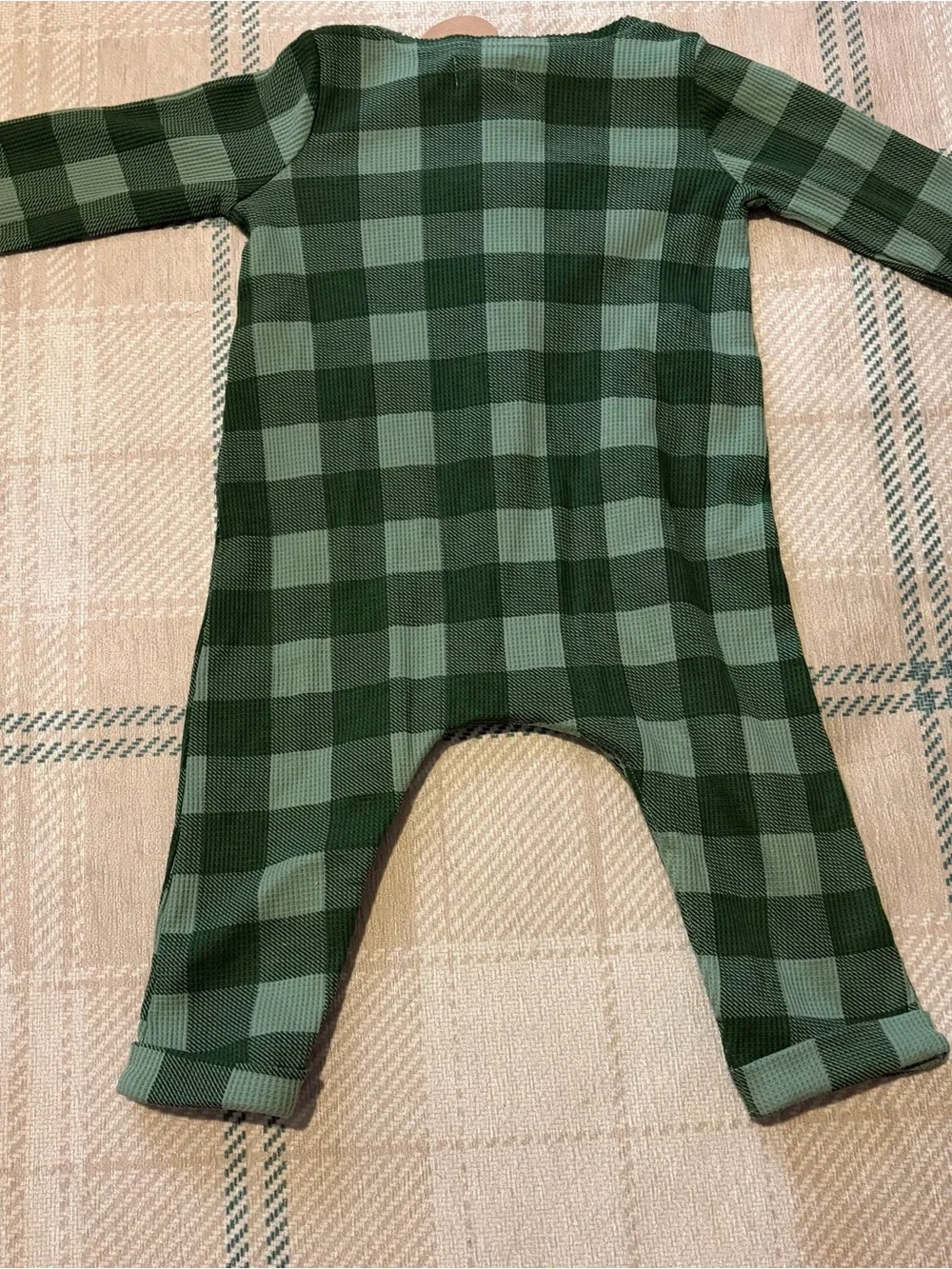 Mud Pie Green Buffalo Plaid One-Piece Bodysuit